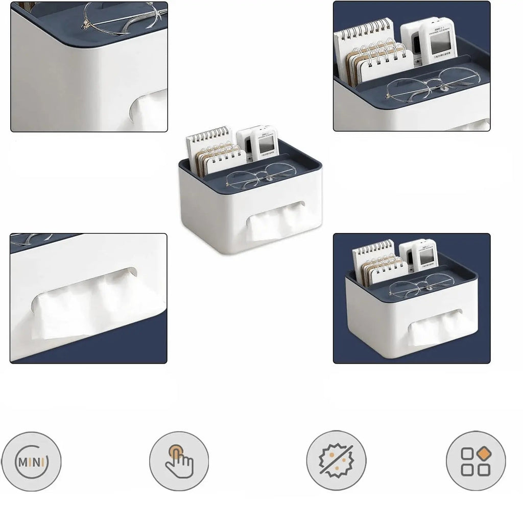 Sikunuo | Durable Multifunctional Tissue Box with Storage Compartments