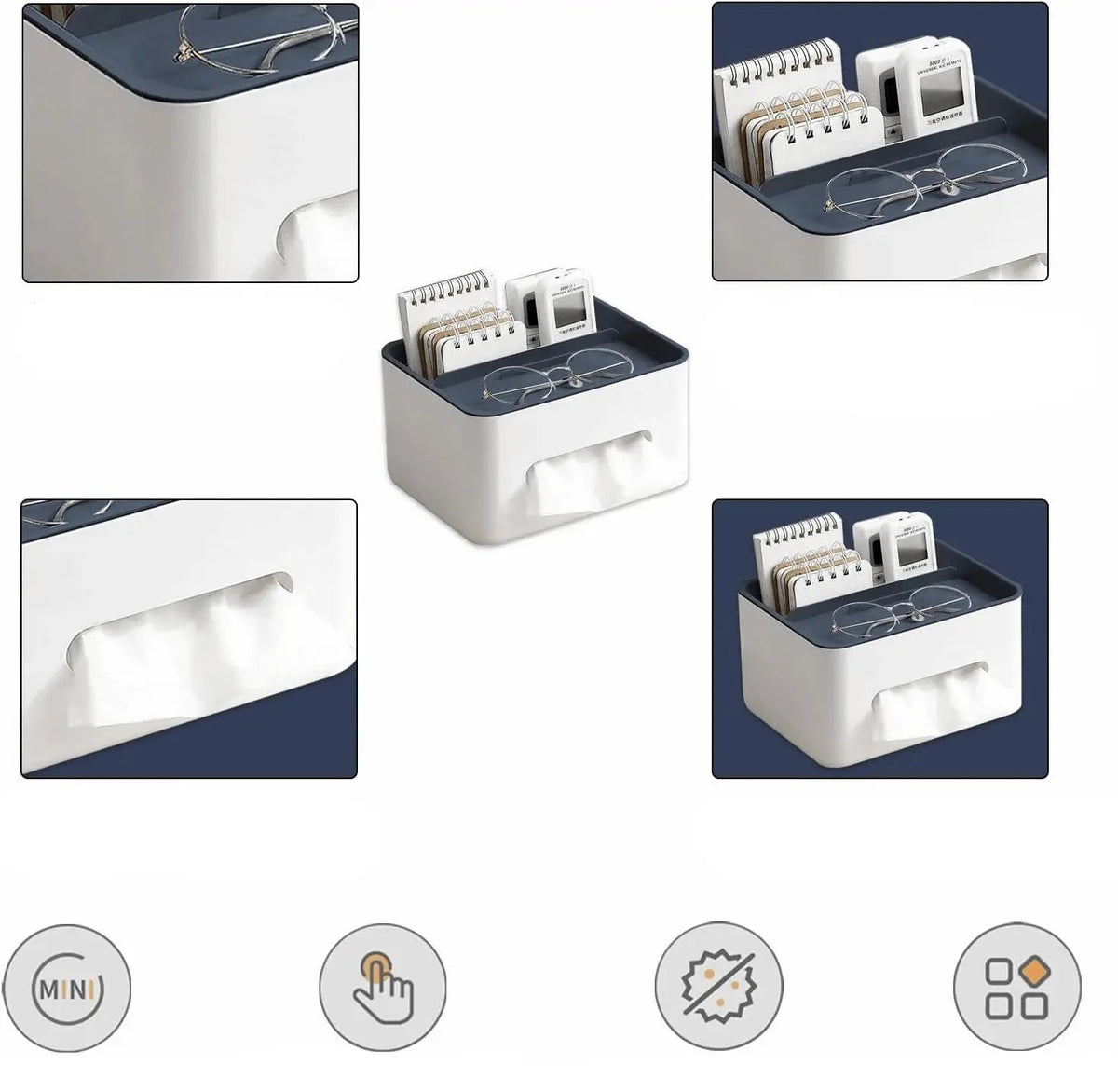 Sikunuo | Durable Multifunctional Tissue Box with Storage Compartments