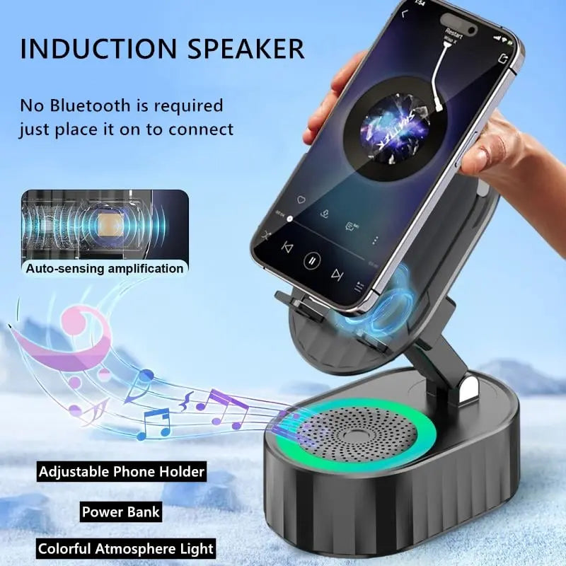 Sikunuo | Handy Stand with Induction Speaker & Power Bank