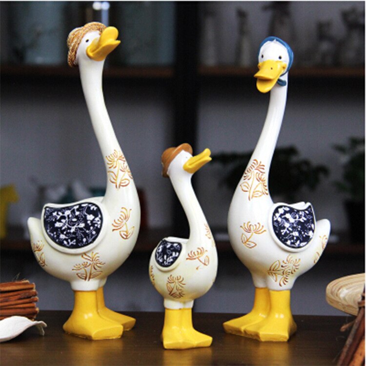 Sikunuo | 3Pcs Resin American Style Duck Table Decor