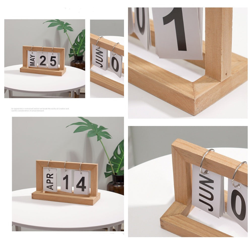 Sikunuo | Wooden Flip Desktop Daily Calendar