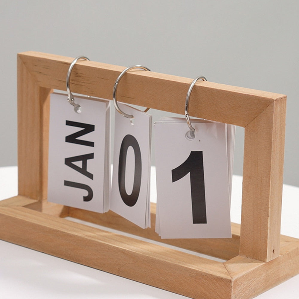 Sikunuo | Wooden Flip Desktop Daily Calendar