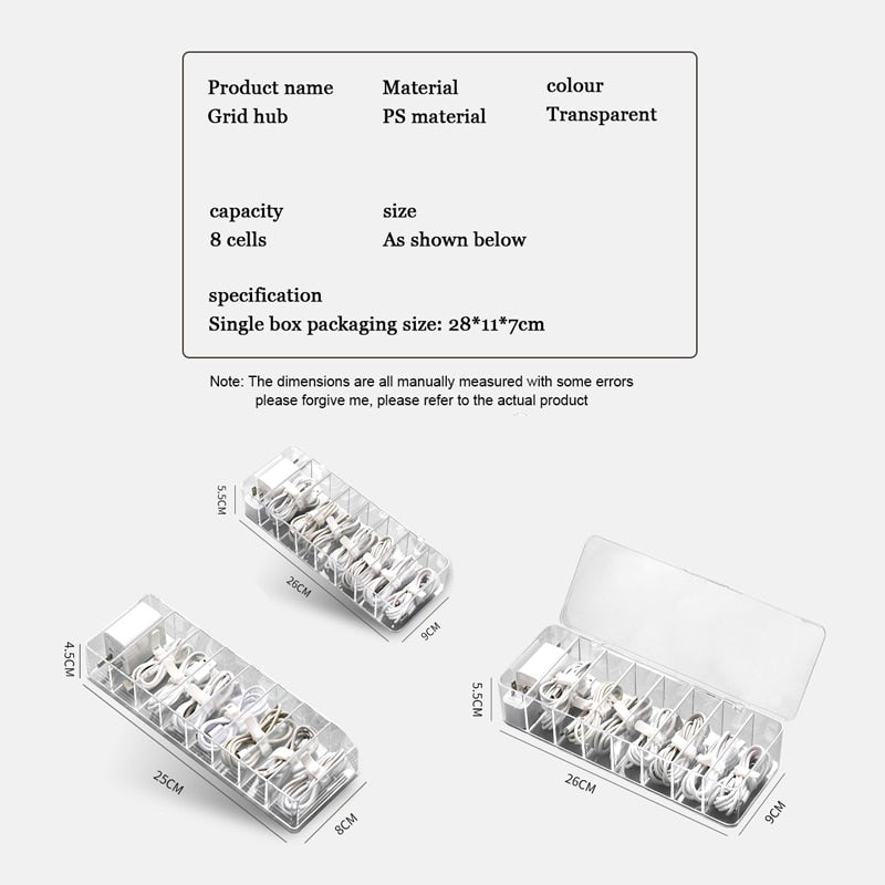 Sikunuo | Transparent Cable Organizer Box