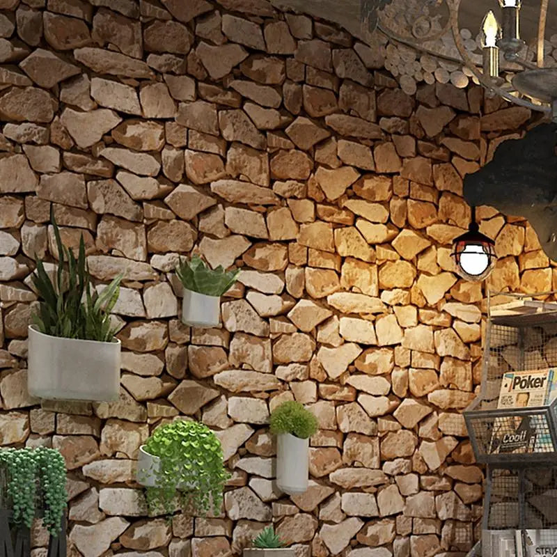 Sikunuo | 3D Stone Pattern Retro Wallpaper