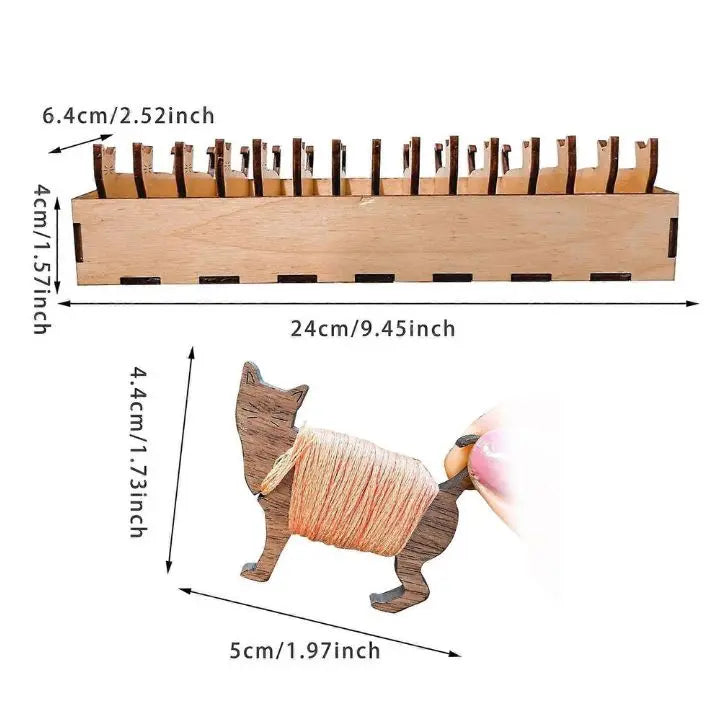 Sikunuo | Wooden Bobbin Set with Animal Motifs – Organizer for Embroidery Floss (15 Bobbins)