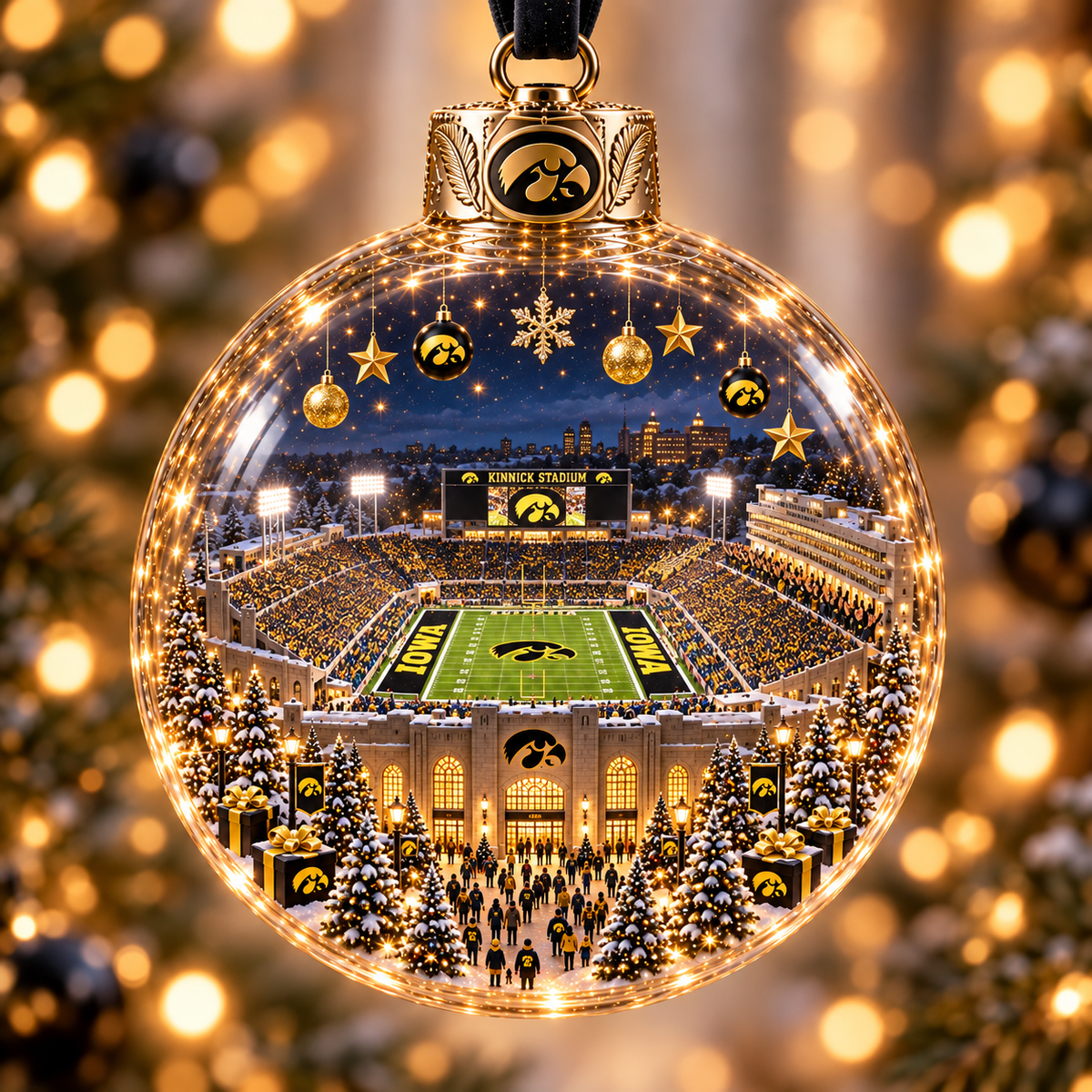 Game Day Glow – Light-Up Football Stadium Christmas Ornament