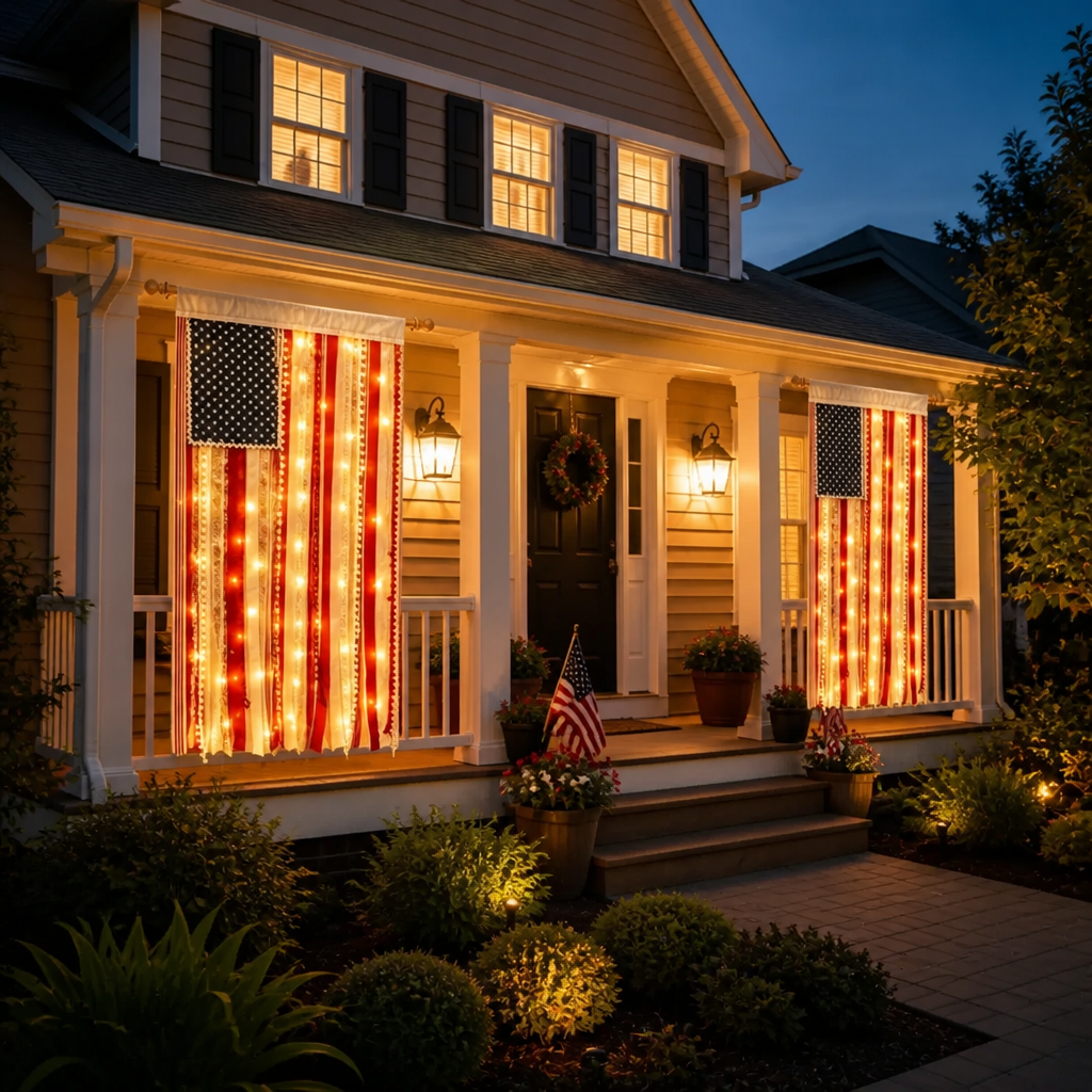 4 x 2.3 Ft Lighted Rag American Flag Banner - 🎆 USA 250th Celebration