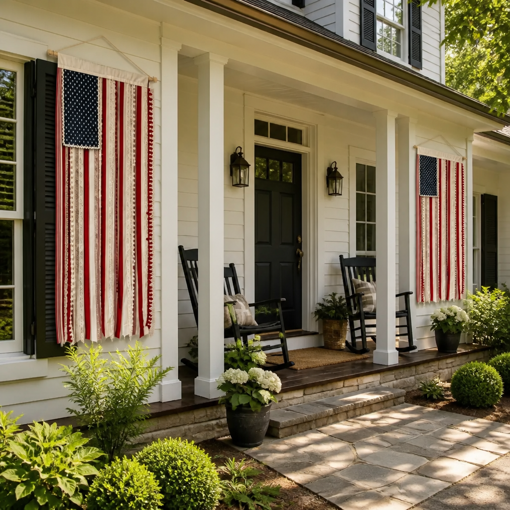 4 x 2.3 Ft Lighted Rag American Flag Banner - 🎆 USA 250th Celebration