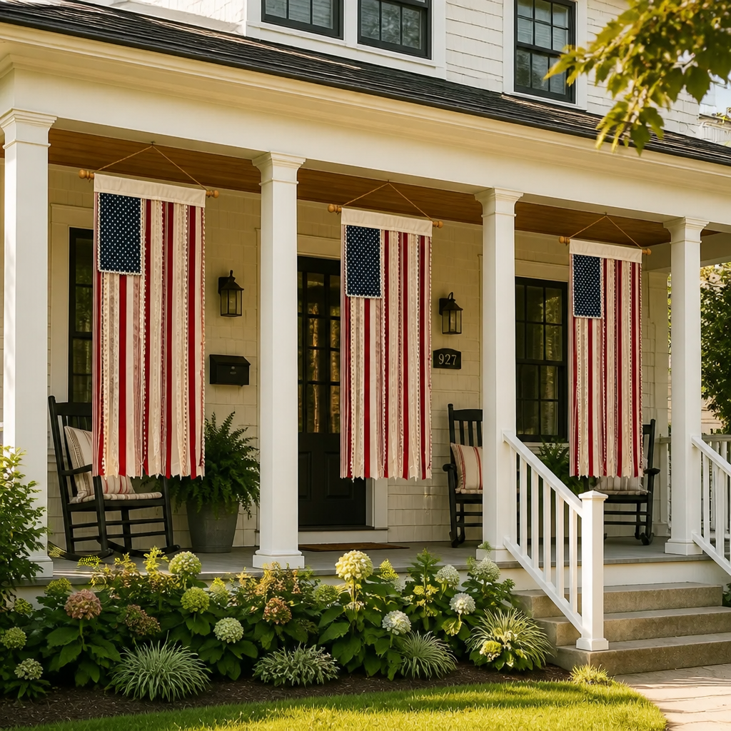 4 x 2.3 Ft Lighted Rag American Flag Banner - 🎆 USA 250th Celebration
