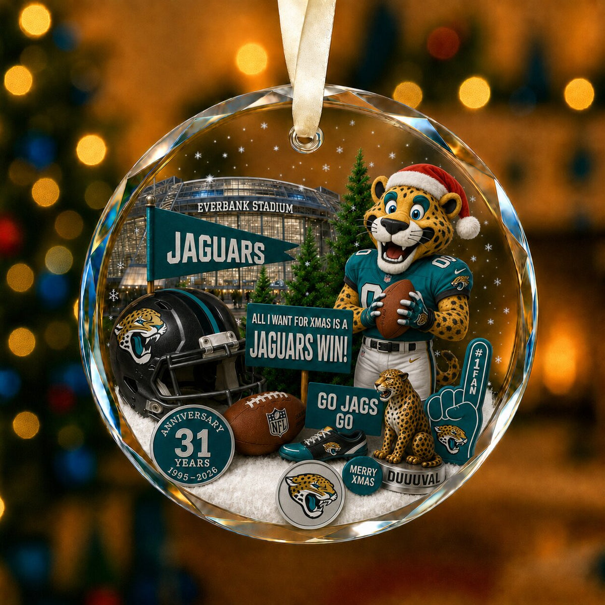 Football Team Acrylic Christmas Ornament