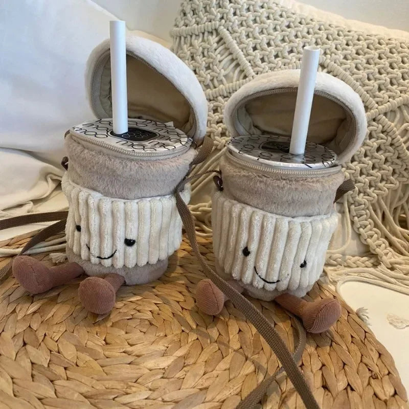 Sikunuo | Cute Happy Coffee Mug Holder Plush Bag