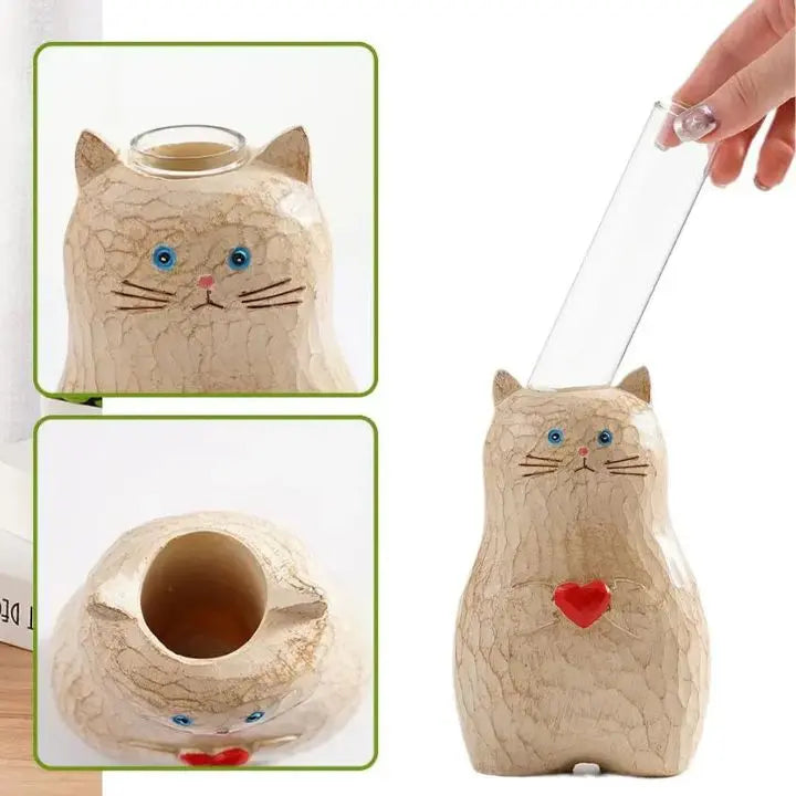 Sikunuo | Cat wooden vase – Decor & gift for cat lovers