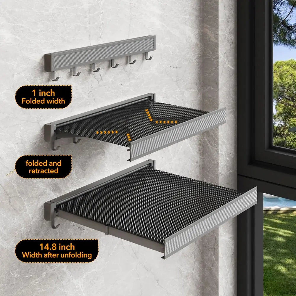 Sikunuo | Foldable wall shelf for laundry – space-saving with double drying area