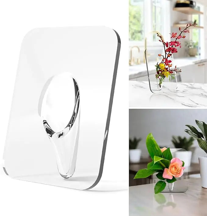 Sikunuo | Clear Acrylic Picture Frame Vase – Elegant Home Décor for Single Stems