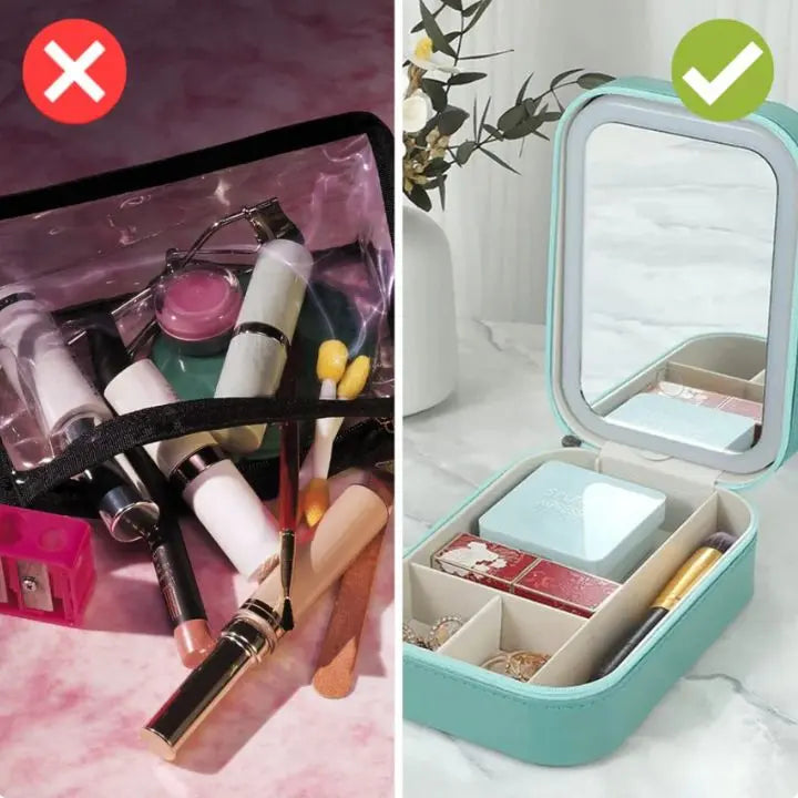 Sikunuo | Cosmetic case with LED mirror – Makeup & Organize anywhere