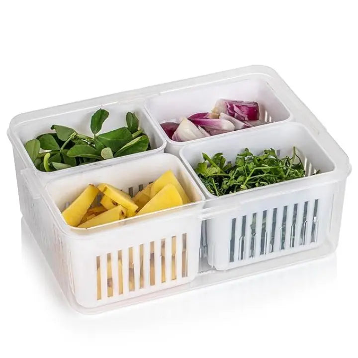 Sikunuo | Refrigerator Storage Box – 4-in-1 Organizer for Food