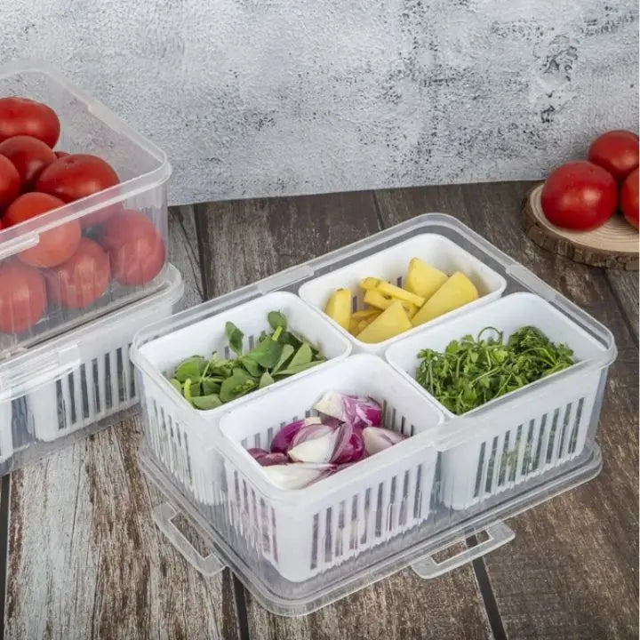 Sikunuo | Refrigerator Storage Box – 4-in-1 Organizer for Food