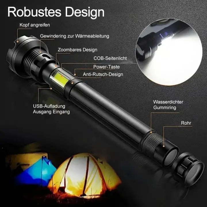 Sikunuo | LED flashlight with laser – rechargeable & robust