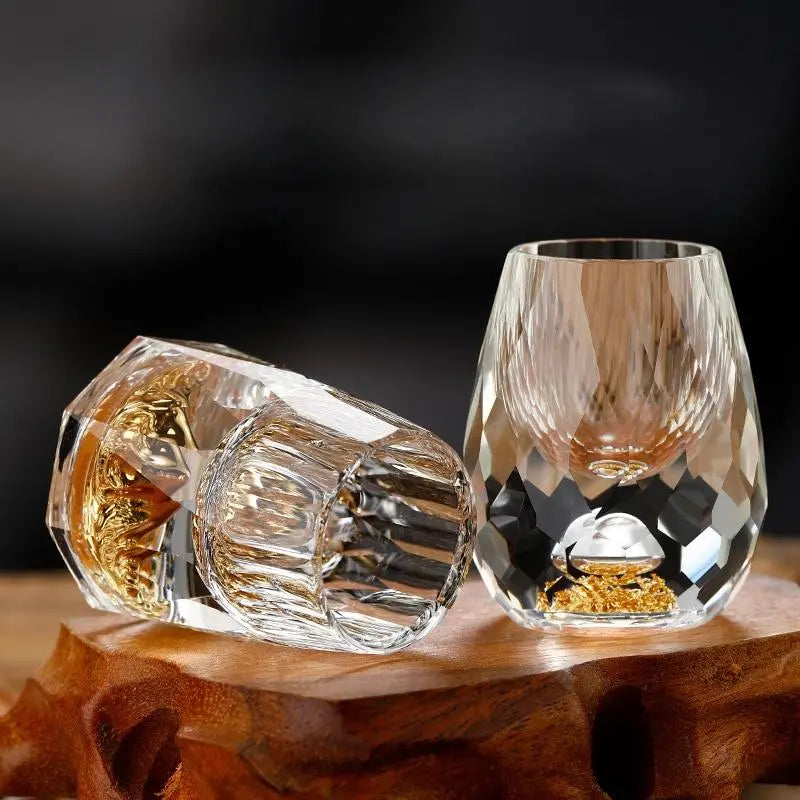 Sikunuo | Crystal shot glasses with elegant cut - For stylish celebrations & special occasions (Set of 6 glasses)