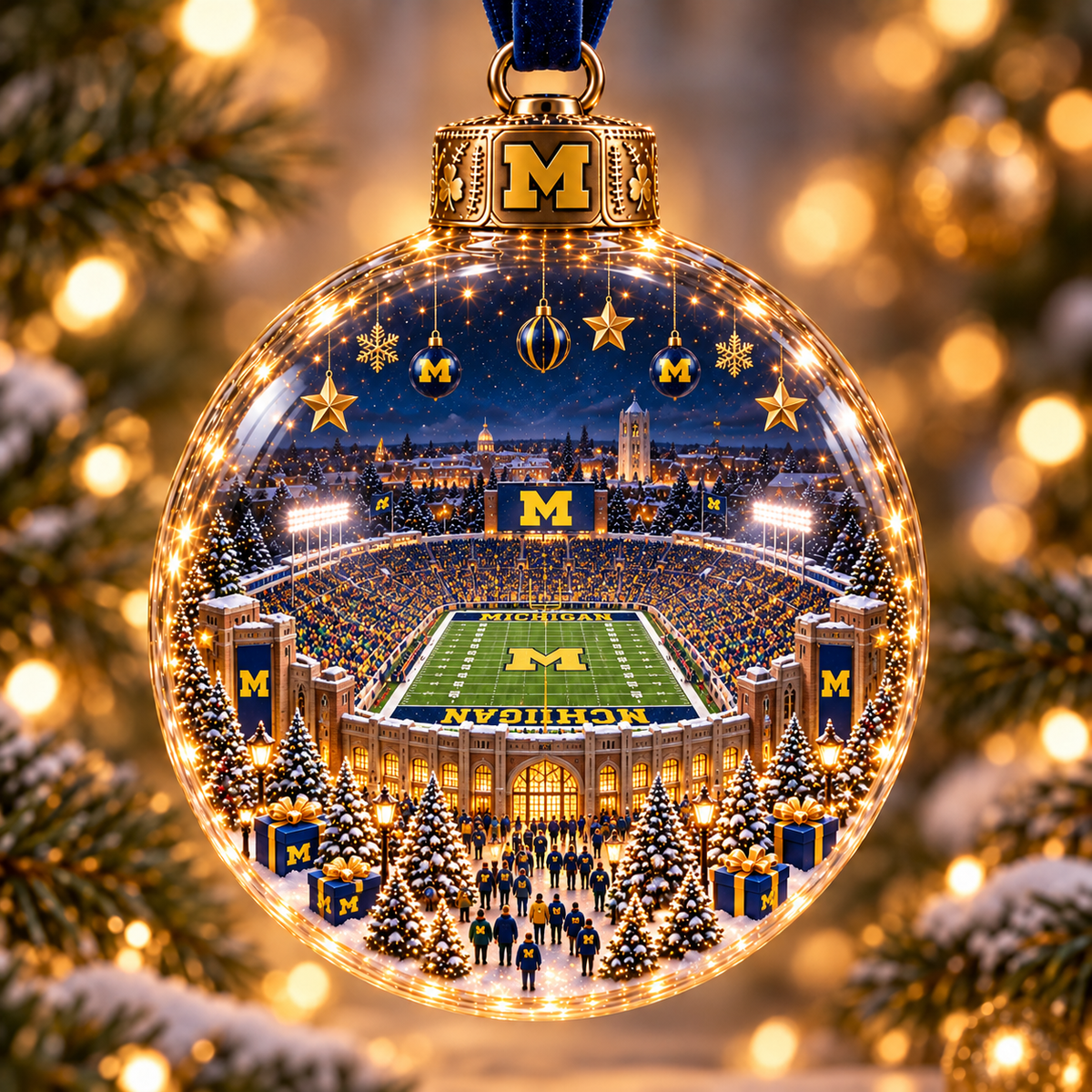 Game Day Glow – Light-Up Football Stadium Christmas Ornament