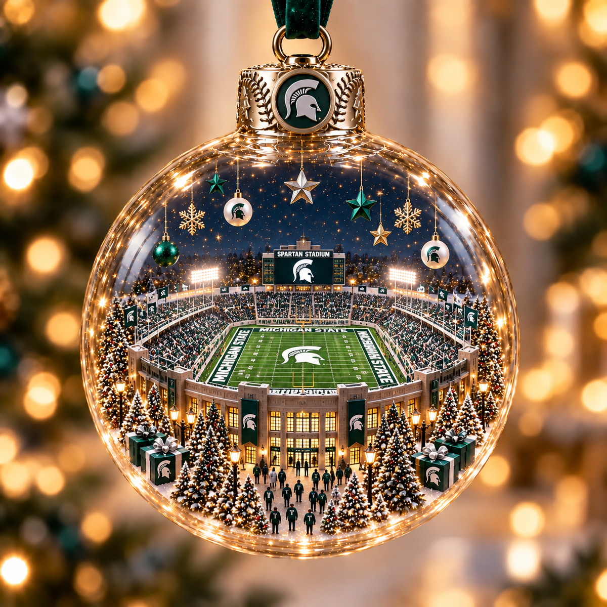 Game Day Glow – Light-Up Football Stadium Christmas Ornament