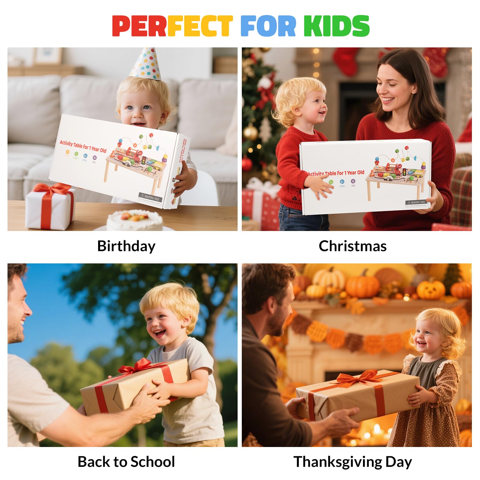 Montessori Wooden Busy Table – 7-in-1 Activity Play Table for Kids