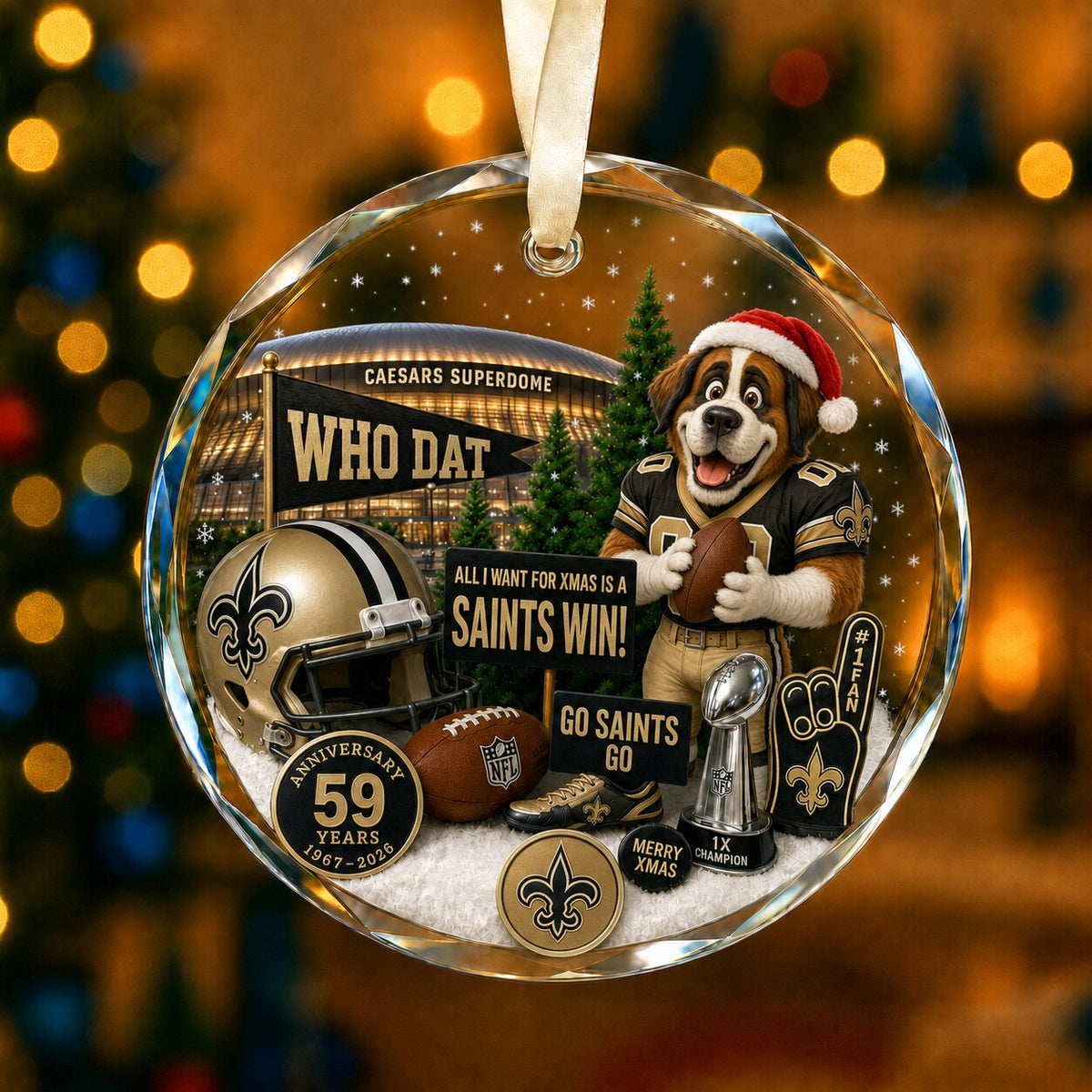 Football Team Acrylic Christmas Ornament