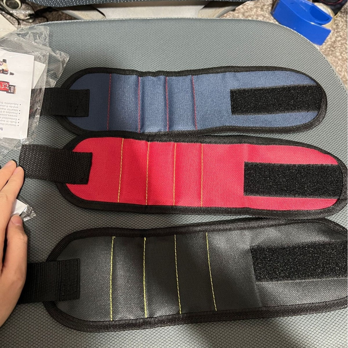 Heavy duty magnetic wrist tool organizer strap with reinforced nylon and secure Velcro Sikunuo