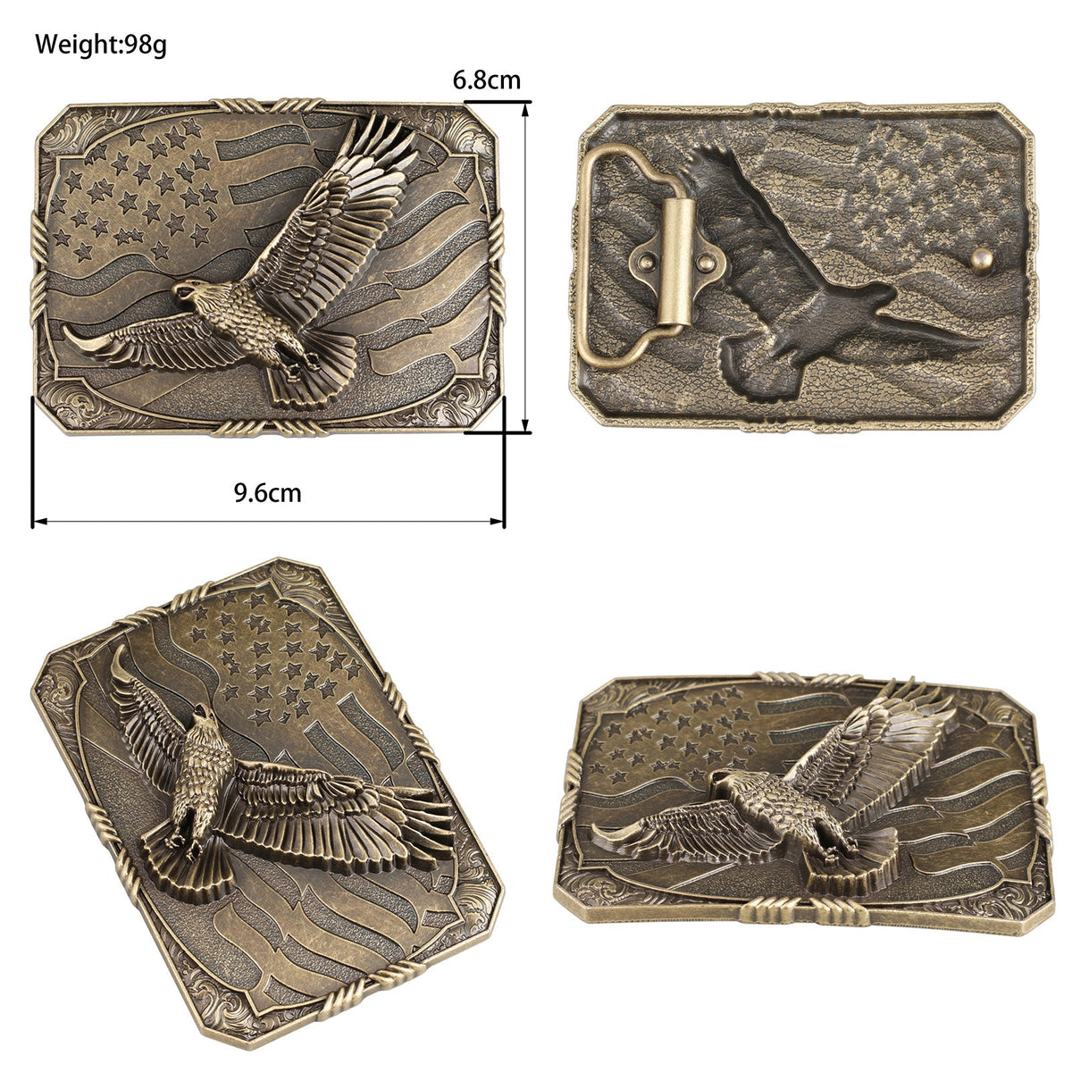 Vintage American Eagle Flag  Western Cowboy Belt Buckle