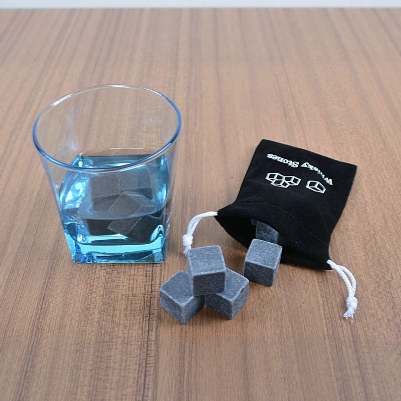 Reusable Whiskey Chilling Stone Cubes with Velvet Drawstring Pouch Sikunuo