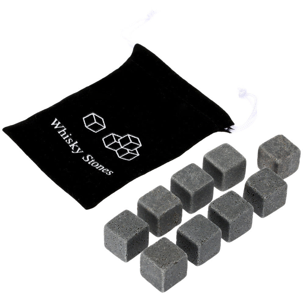 Reusable Whiskey Chilling Stone Cubes with Velvet Drawstring Pouch Sikunuo