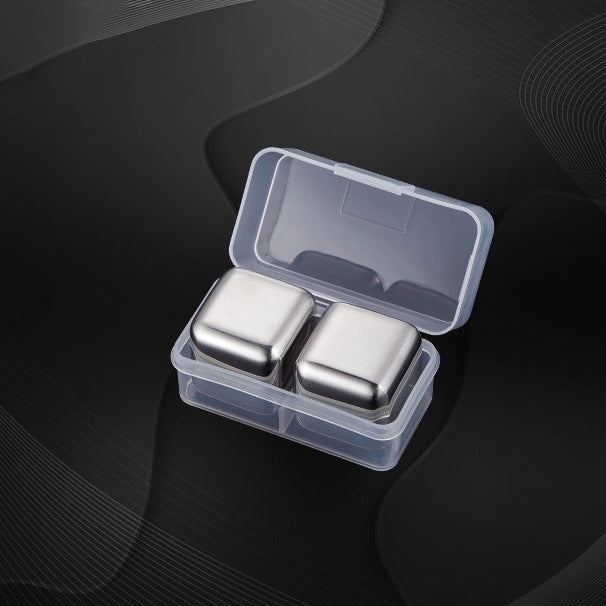 Premium Stainless Steel Whiskey Chilling Cubes Multi-piece Set with Silicone Storage Tray and Tongs Sikunuo