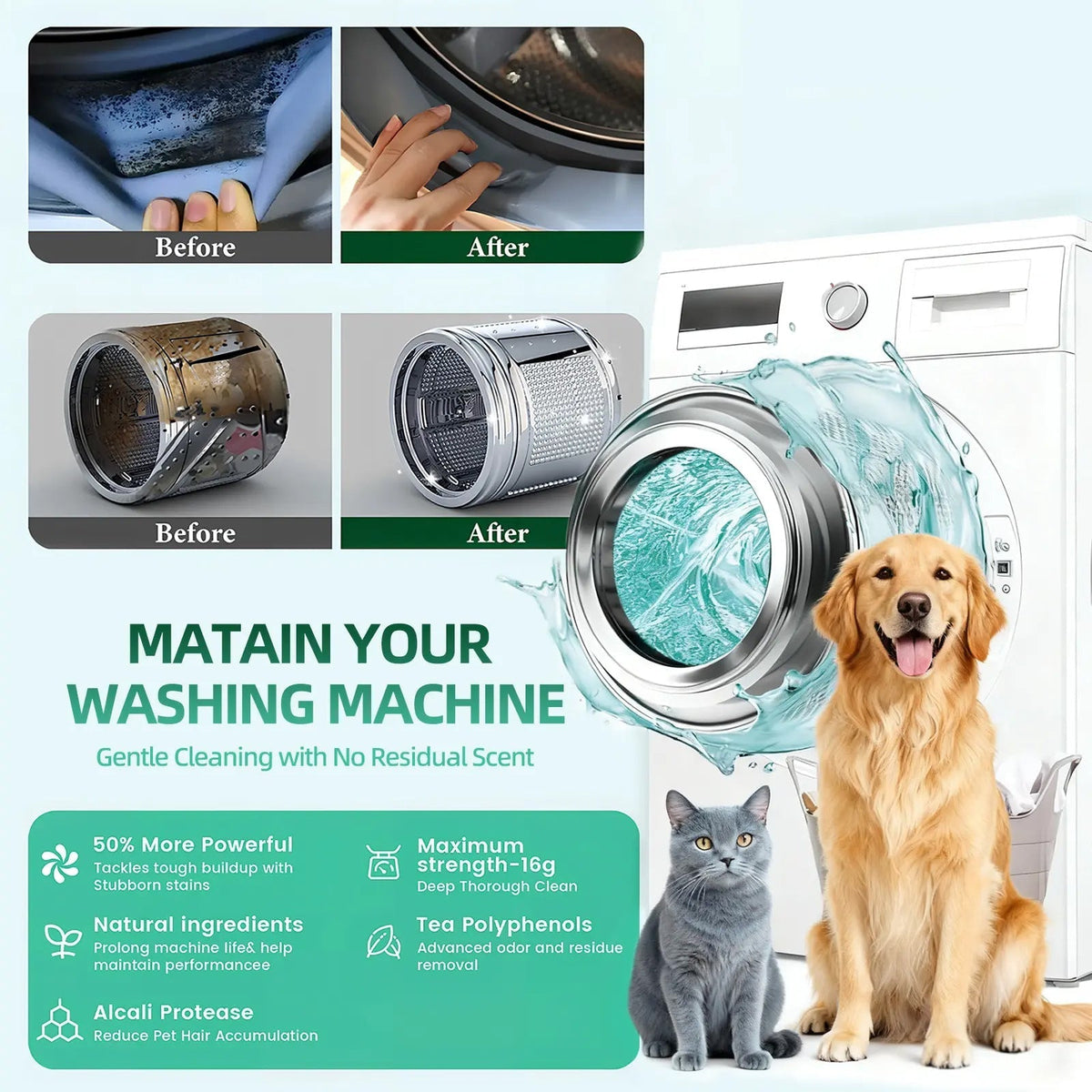 24pcs  Powerful Washer Deep Cleaner Tablets – Eliminate Hidden Bacteria & Bad Smells Fast