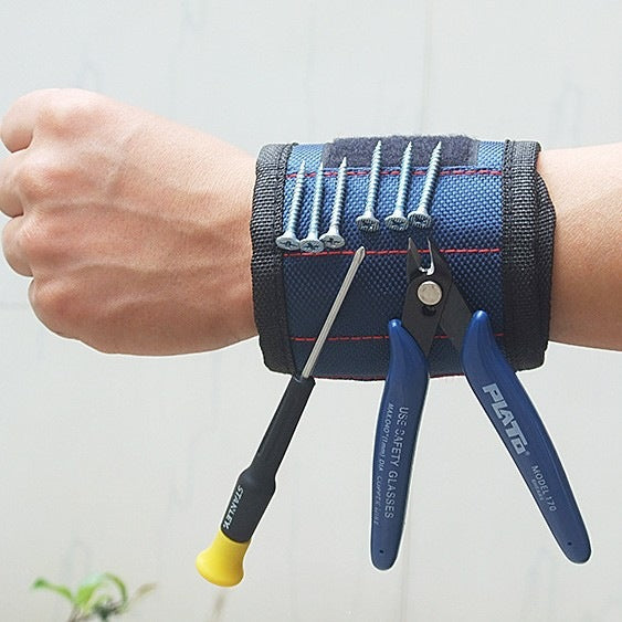 Heavy duty magnetic wrist tool organizer strap with reinforced nylon and secure Velcro Sikunuo