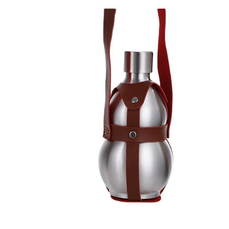 Women's stainless steel water bottle with trendy leather strap Sikunuo