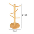 Tree-Shaped Wooden Mug Holder with Round Base