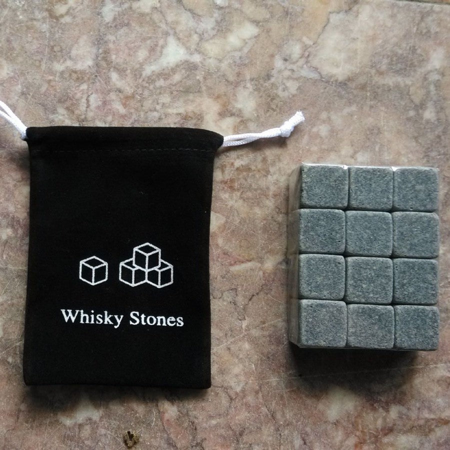 Reusable Whiskey Chilling Stone Cubes with Velvet Drawstring Pouch Sikunuo
