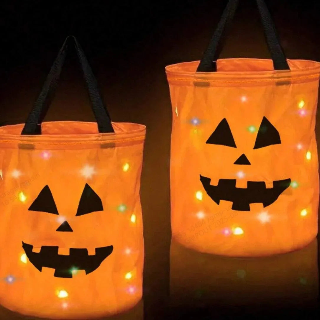 Halloween Glowing Pumpkin Bag – LED Lights & Spacious Interior