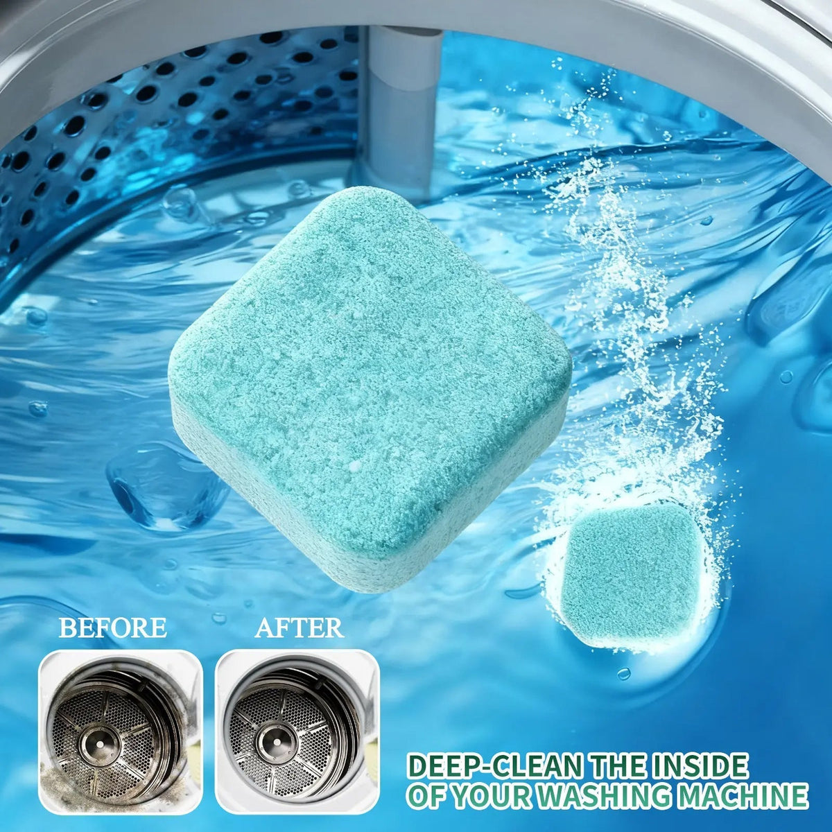 24pcs  Powerful Washer Deep Cleaner Tablets – Eliminate Hidden Bacteria & Bad Smells Fast