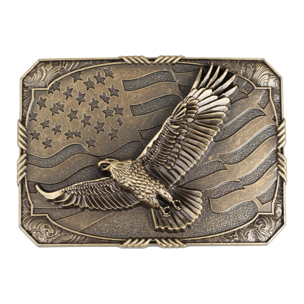 Vintage American Eagle Flag  Western Cowboy Belt Buckle