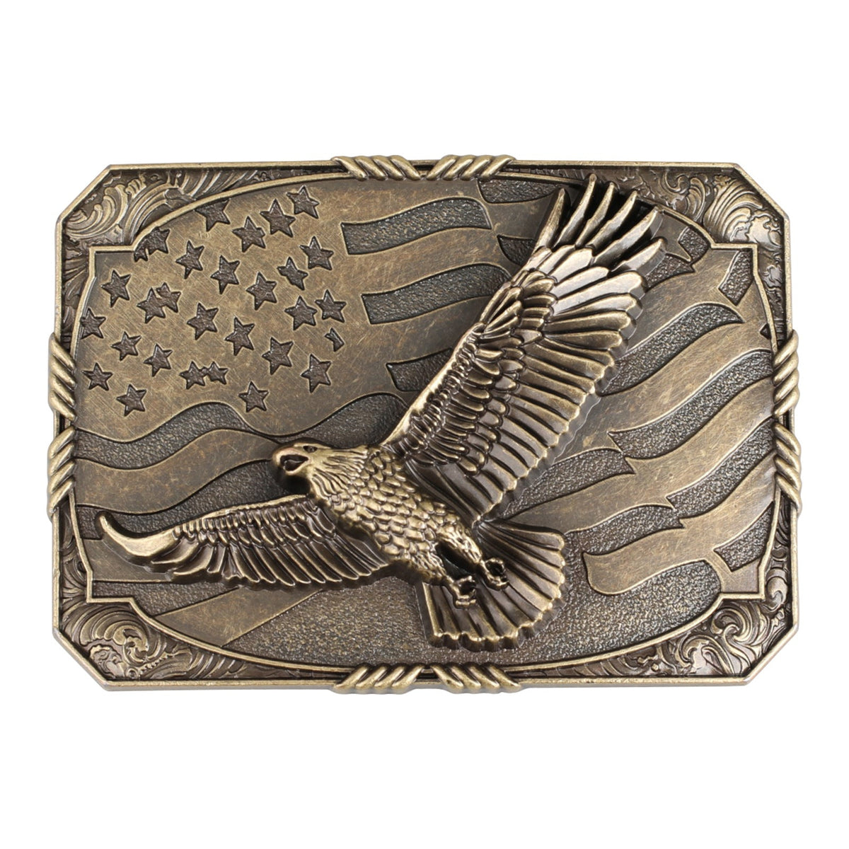 Vintage American Eagle Flag  Western Cowboy Belt Buckle