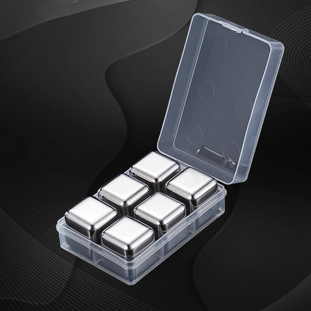 Premium Stainless Steel Whiskey Chilling Cubes Multi-piece Set with Silicone Storage Tray and Tongs Sikunuo