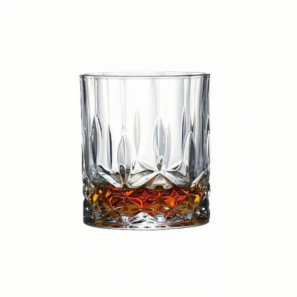 Embossed Vintage Cut Crystal-Style Whiskey Tumbler Glass Sikunuo