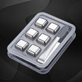 Premium Stainless Steel Whiskey Chilling Cubes Multi-piece Set with Silicone Storage Tray and Tongs Sikunuo