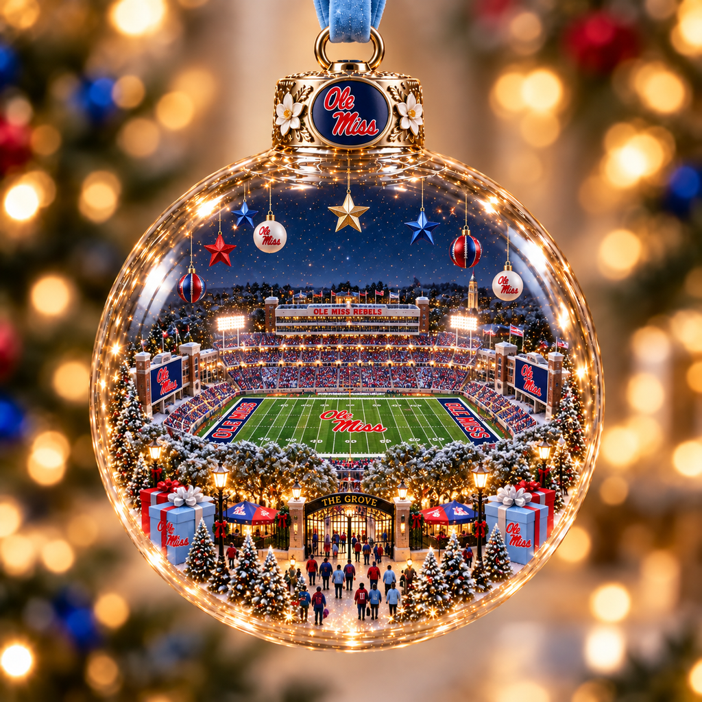 Game Day Glow – Light-Up Football Stadium Christmas Ornament