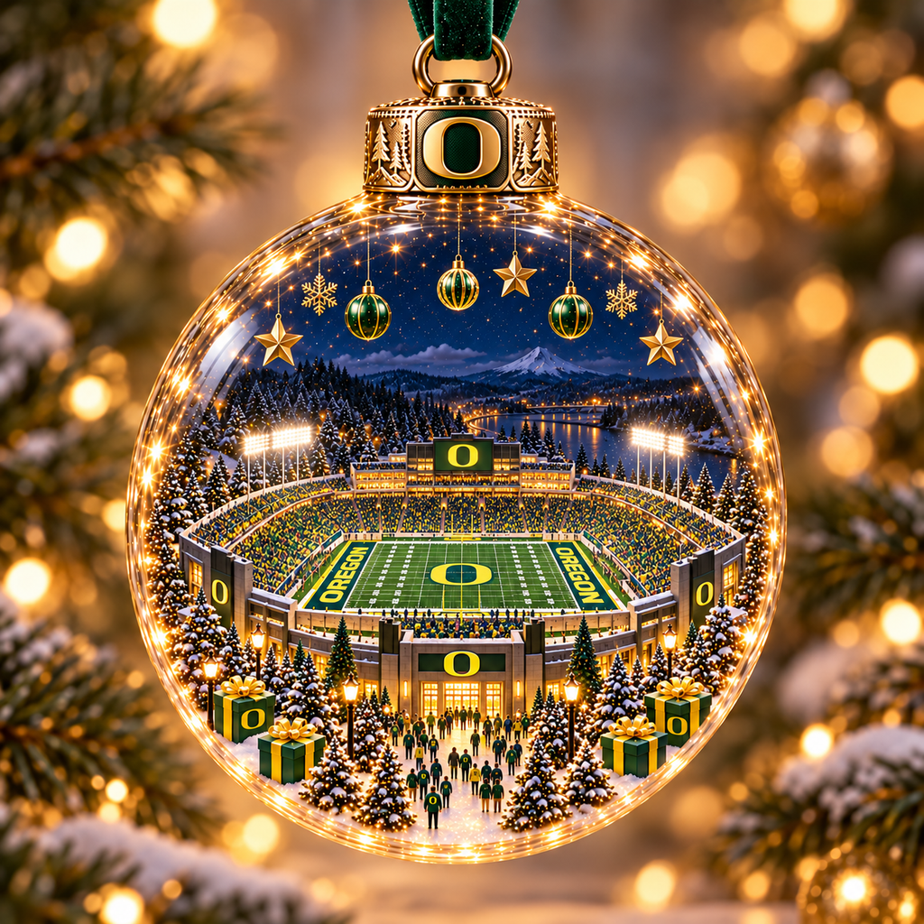 Game Day Glow – Light-Up Football Stadium Christmas Ornament
