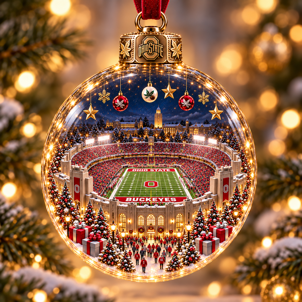Game Day Glow – Light-Up Football Stadium Christmas Ornament