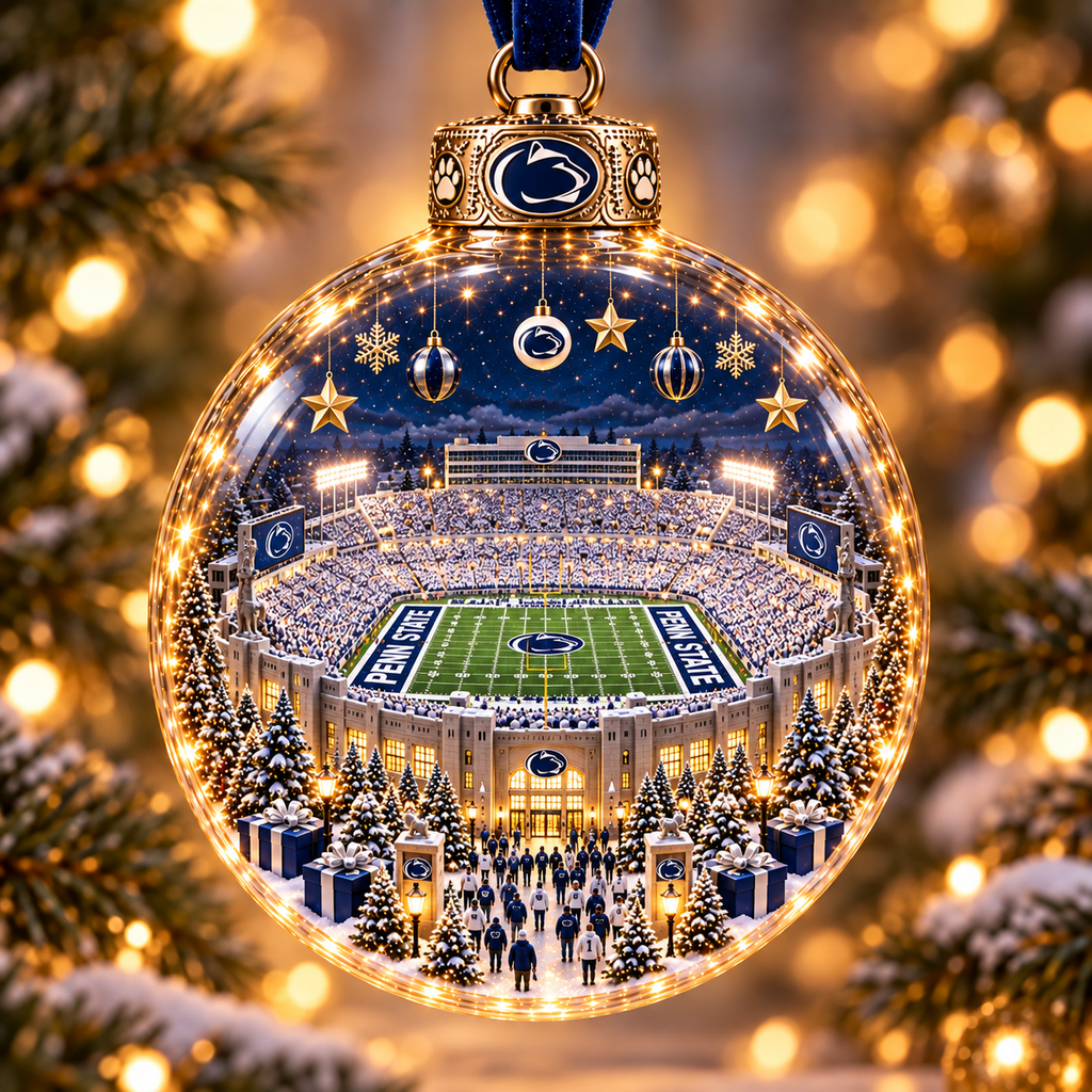 Game Day Glow – Light-Up Football Stadium Christmas Ornament