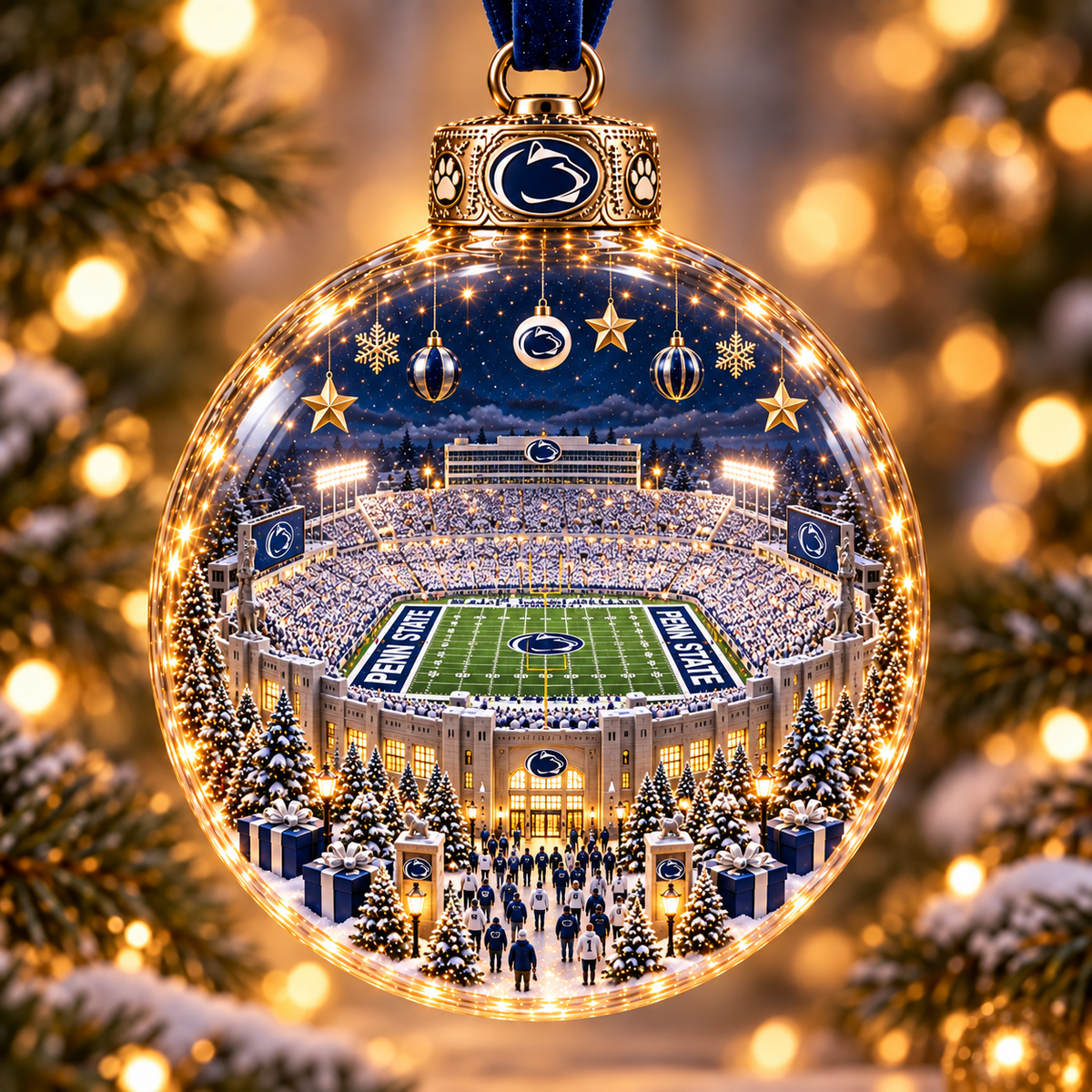 Game Day Glow – Light-Up Football Stadium Christmas Ornament