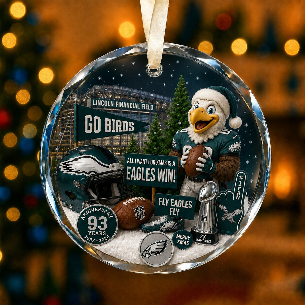 Football Team Acrylic Christmas Ornament